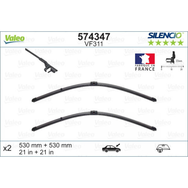 Puhastite komplekt Valeo Silencio X.TRM OE VF311, 530/530 mm