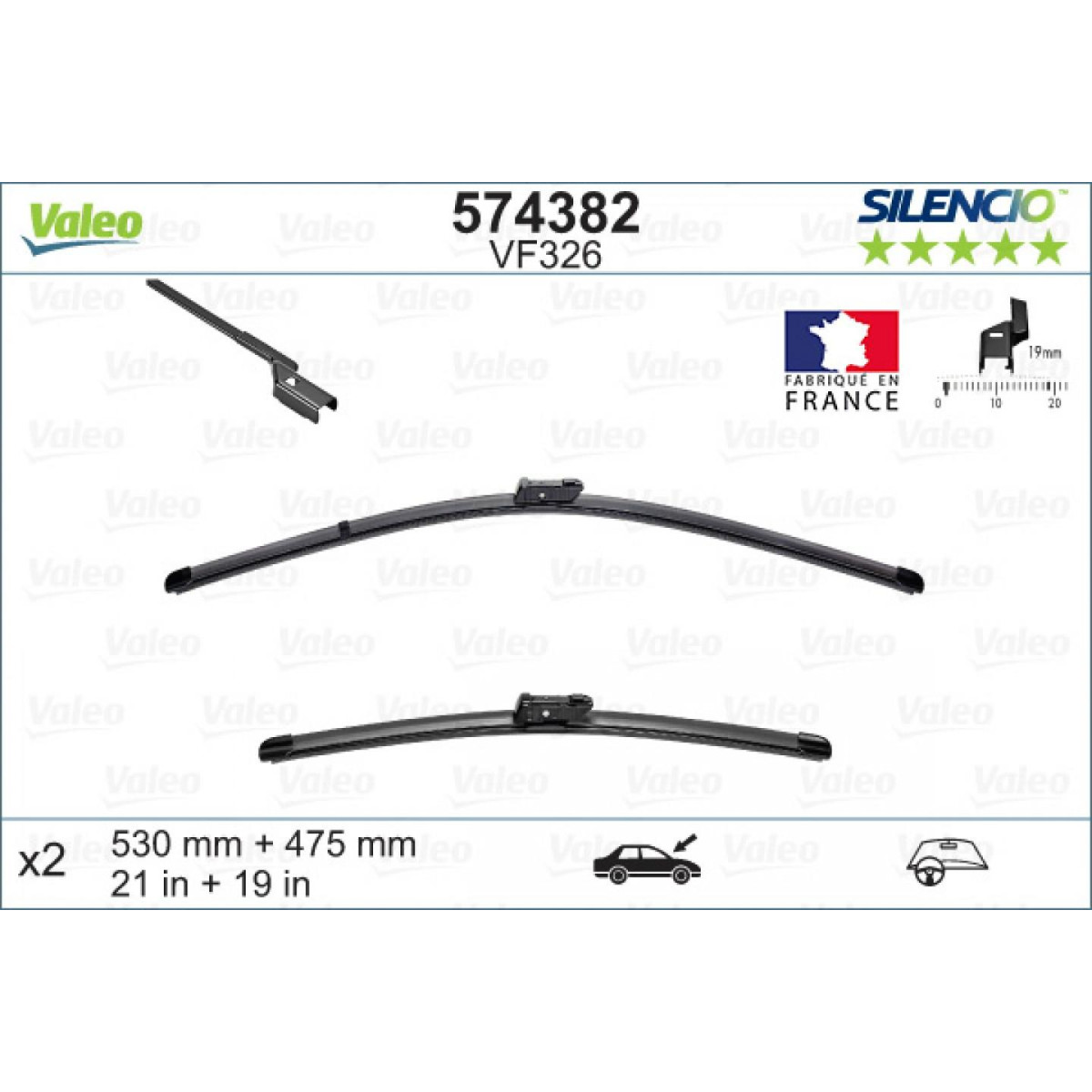Puhastite komplekt Valeo Silencio X.TRM OE VF326, 530/475 mm Puhastite komplekt Valeo Silencio X.TRM OE VF326, 530/475 mm
