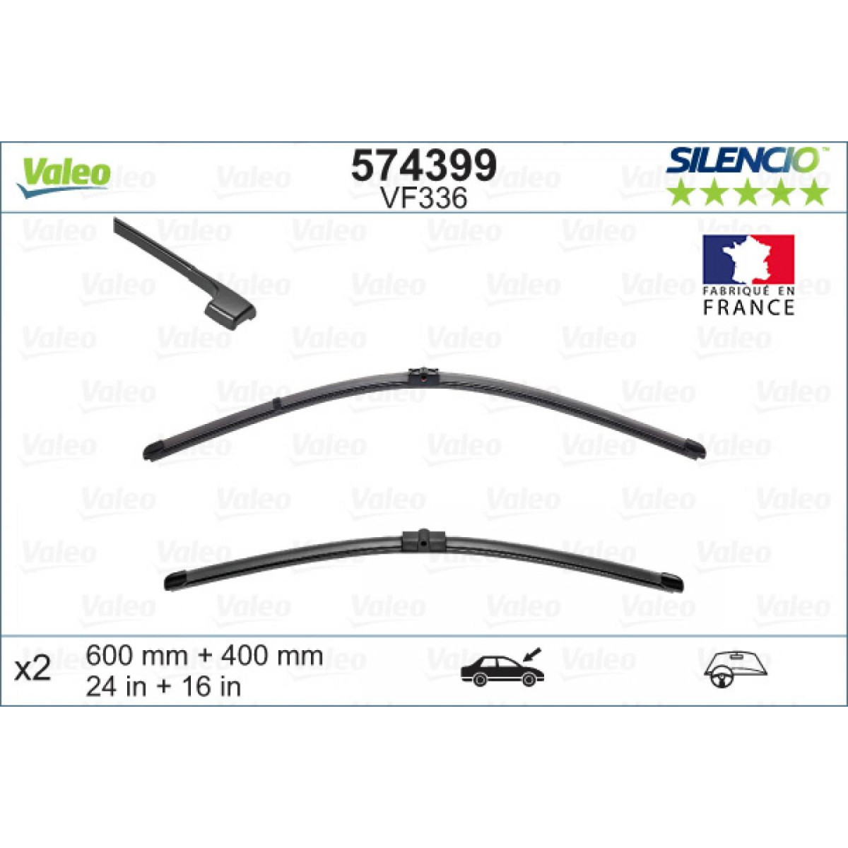 Puhastite komplekt Valeo Silencio X.TRM OE VF336, 600/400 mm Puhastite komplekt Valeo Silencio X.TRM OE VF336, 600/400 mm