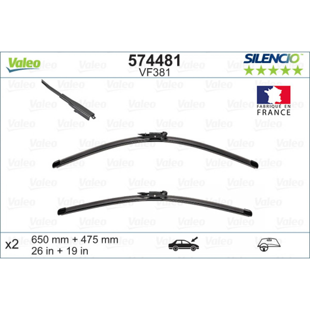 Puhastite komplekt Valeo Silencio X.TRM OE VF381, 650/475 mm Puhastite komplekt Valeo Silencio X.TRM OE VF381, 650/475 mm