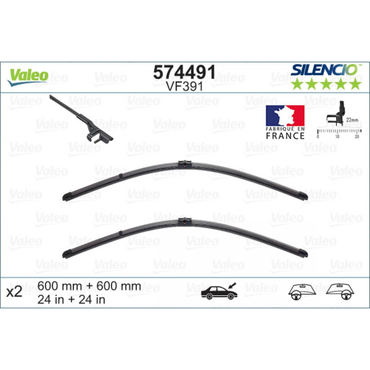 Puhastite komplekt Valeo Silencio X.TRM OE VF391, 600/600 mm Puhastite komplekt Valeo Silencio X.TRM OE VF391, 600/600 mm