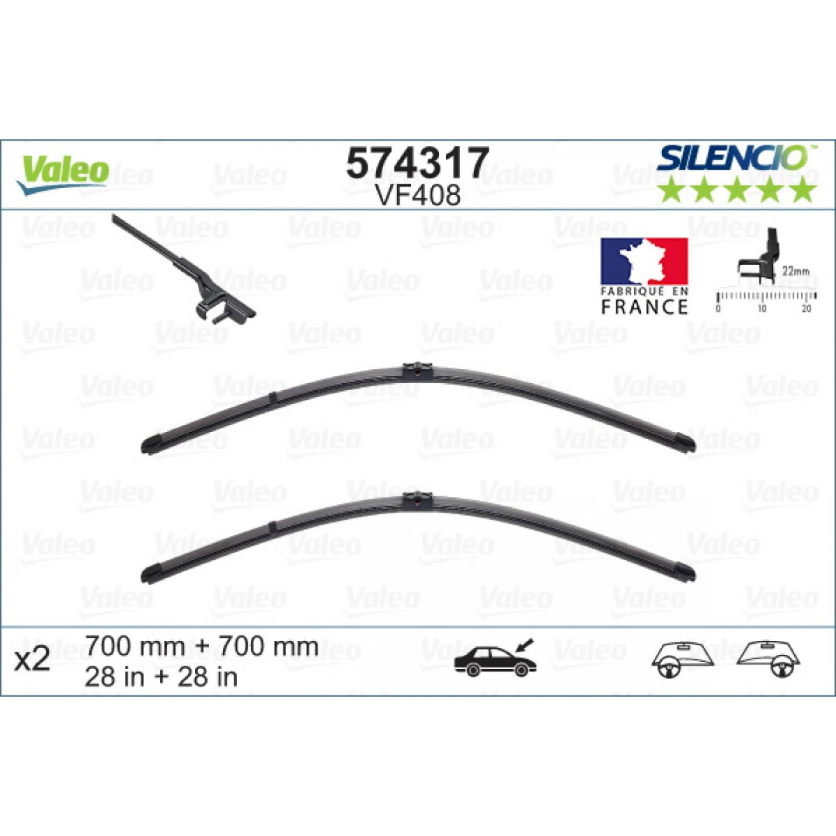 Puhastite komplekt Valeo Silencio X.TRM OE VF408, 700/700 mm Puhastite komplekt Valeo Silencio X.TRM OE VF408, 700/700 mm