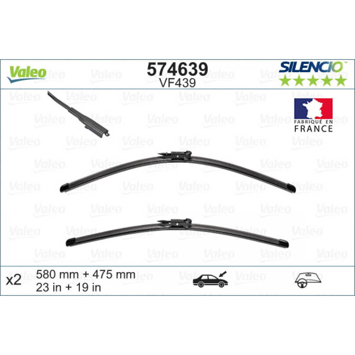 Puhastite komplekt Valeo Silencio X.TRM OE VF439, 580/475 mm Puhastite komplekt Valeo Silencio X.TRM OE VF439, 580/475 mm