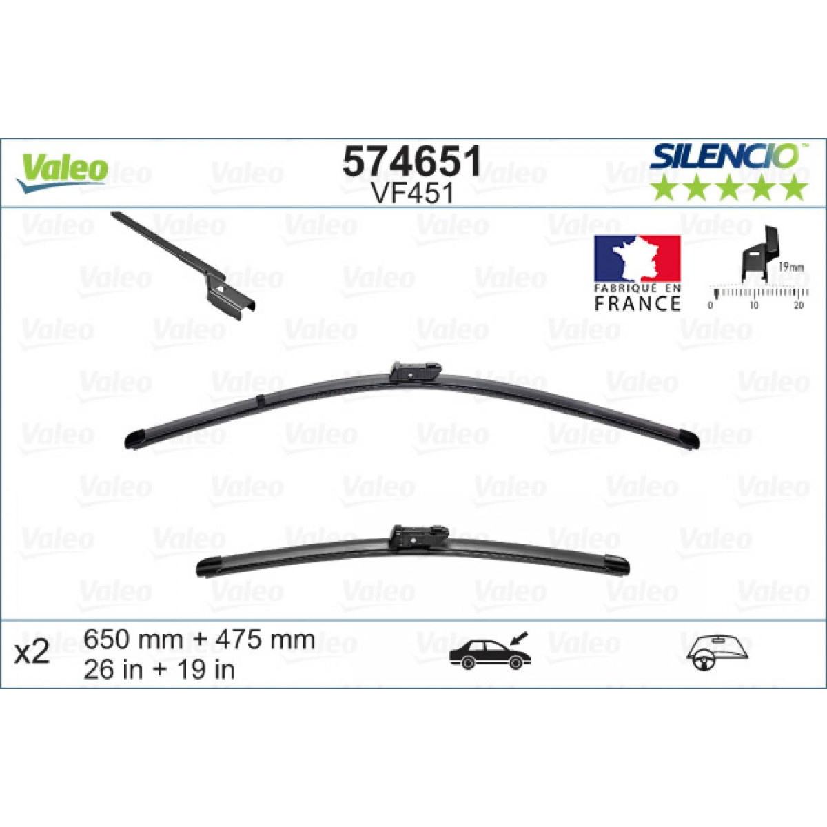 Puhastite komplekt Valeo Silencio X.TRM OE VF451, 650/475 mm Puhastite komplekt Valeo Silencio X.TRM OE VF451, 650/475 mm