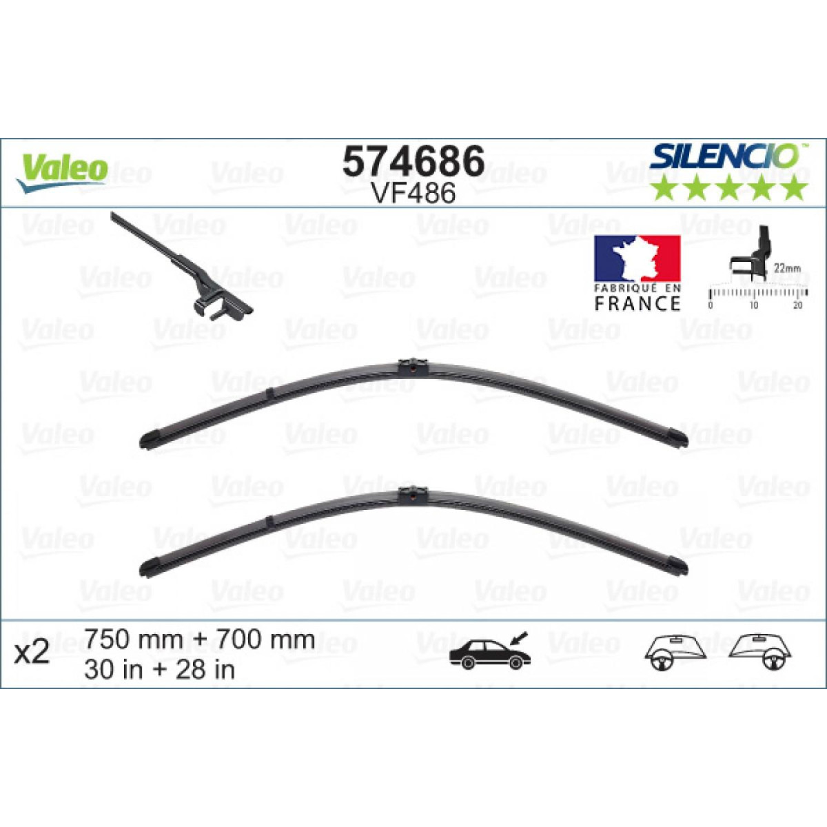 Puhastite komplekt Valeo Silencio X.TRM OE VF486, 750/700 mm Puhastite komplekt Valeo Silencio X.TRM OE VF486, 750/700 mm