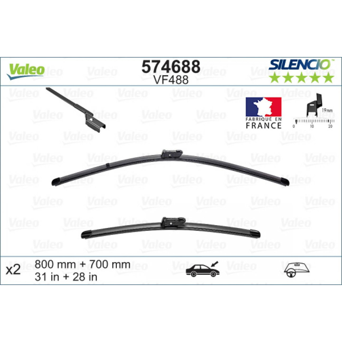 Puhastite komplekt Valeo Silencio X.TRM OE VF488, 800/700 mm Puhastite komplekt Valeo Silencio X.TRM OE VF488, 800/700 mm