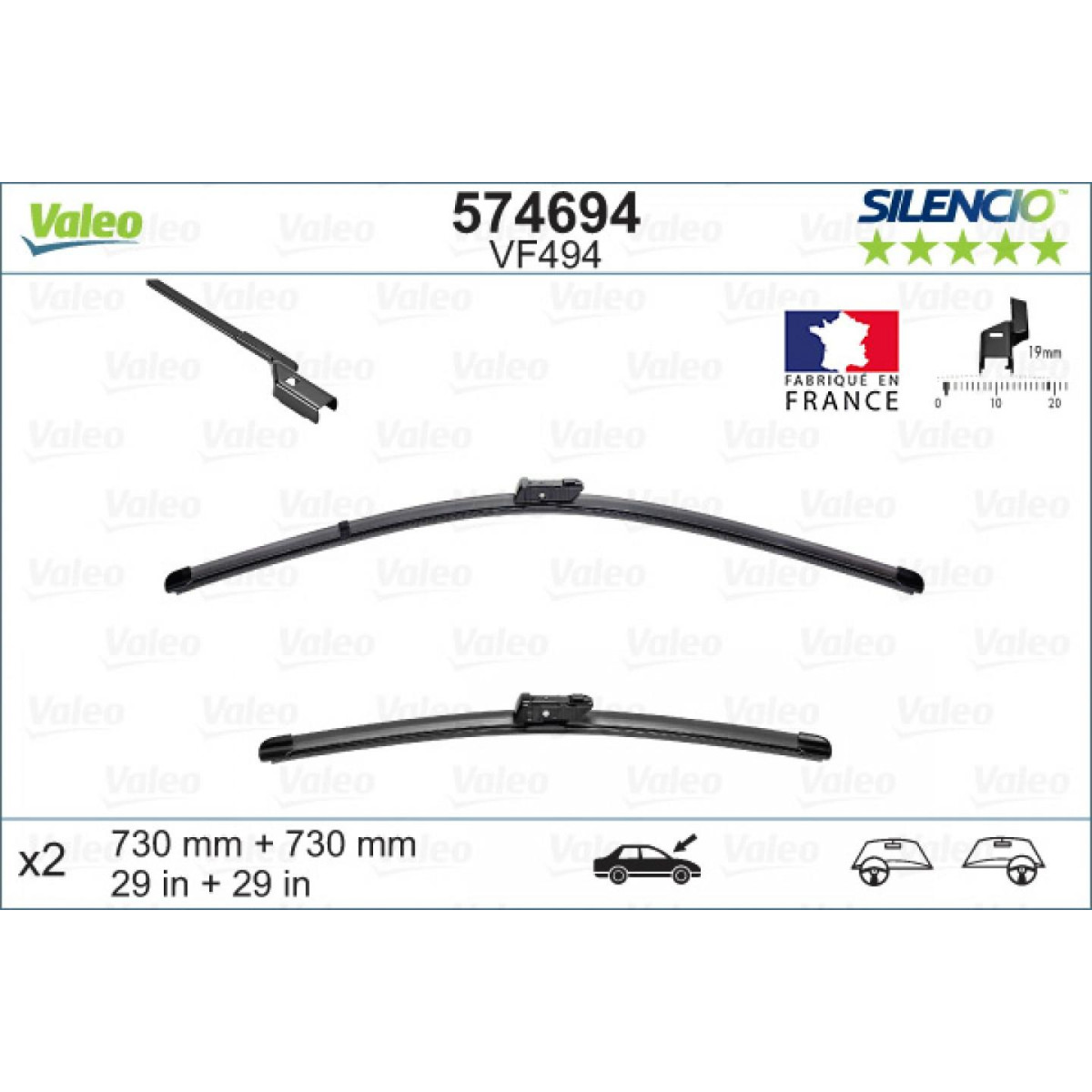 Puhastite komplekt Valeo Silencio VF494, 730/730 mm Puhastite komplekt Valeo Silencio VF494, 730/730 mm
