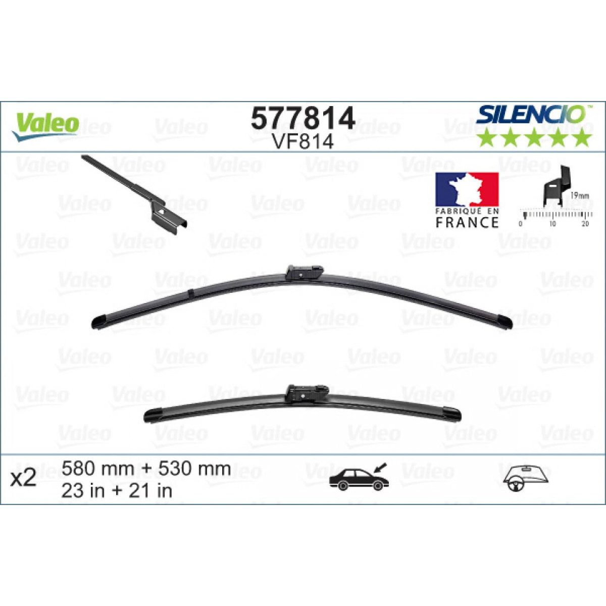 Puhastite komplekt Valeo Silencio X.TRM OE VF814, 580/530 mm Puhastite komplekt Valeo Silencio X.TRM OE VF814, 580/530 mm
