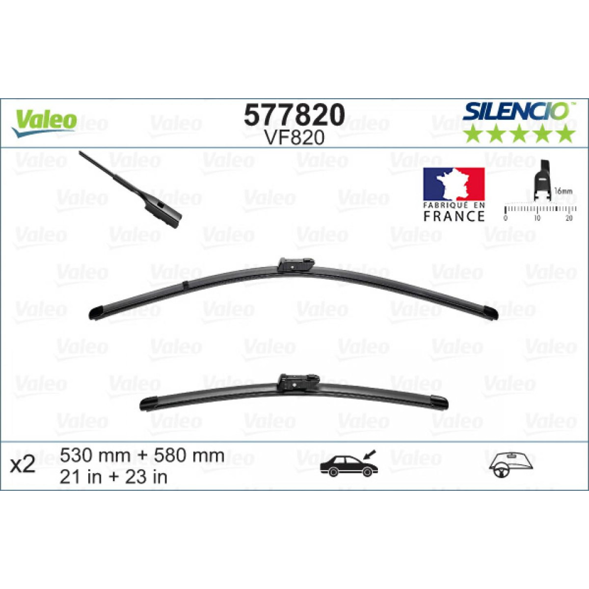 Puhastite komplekt Valeo Silencio X.TRM OE VF820, 530/580 mm Puhastite komplekt Valeo Silencio X.TRM OE VF820, 530/580 mm