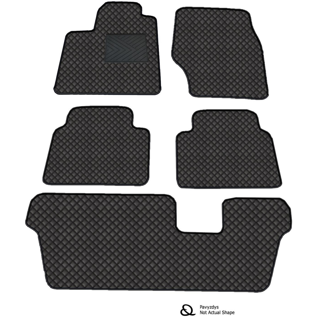 Ekonahast matid QuiltyMats VOLVO XC90 2002-2014a. (7v., I, II ja III eilės) (Must / mustad õmblused)