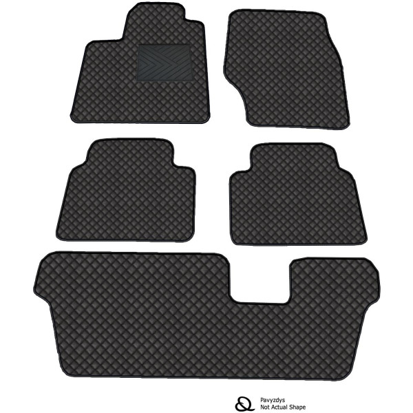 Ekonahast matid QuiltyMats VOLVO XC90 2002-2014a. (7v., I, II ja III eilės) (Must / mustad õmblused)