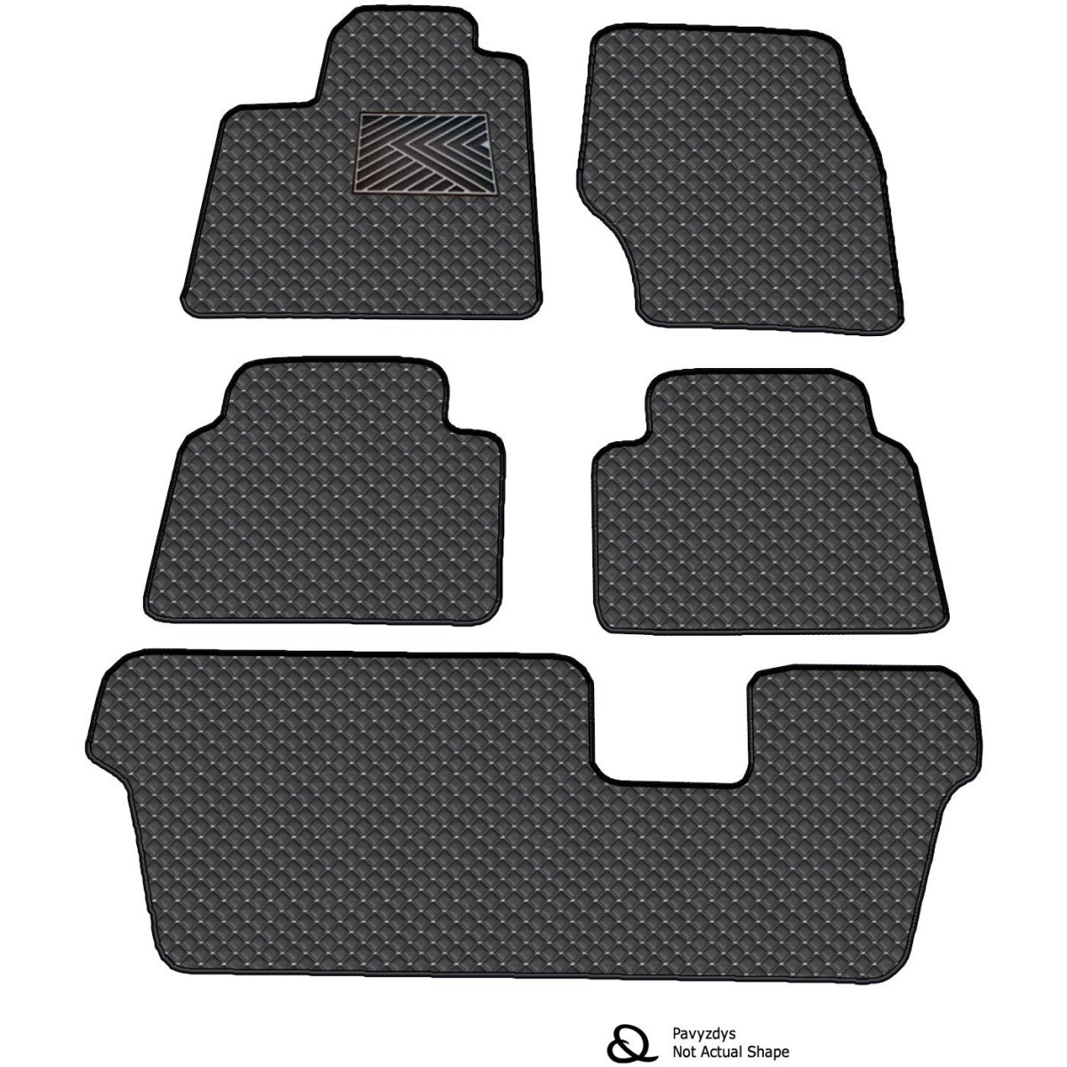 Ekonahast matid QuiltyMats VOLVO XC90 2002-2014a. (7v., I, II ja III eilės) (Must / hallid õmblused)