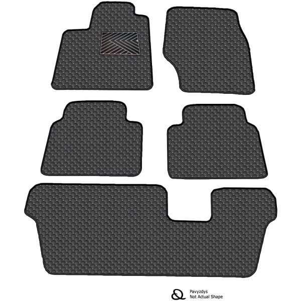 Ekonahast matid QuiltyMats VOLVO XC90 2002-2014a. (7v., I, II ja III eilės) (Must / hallid õmblused)