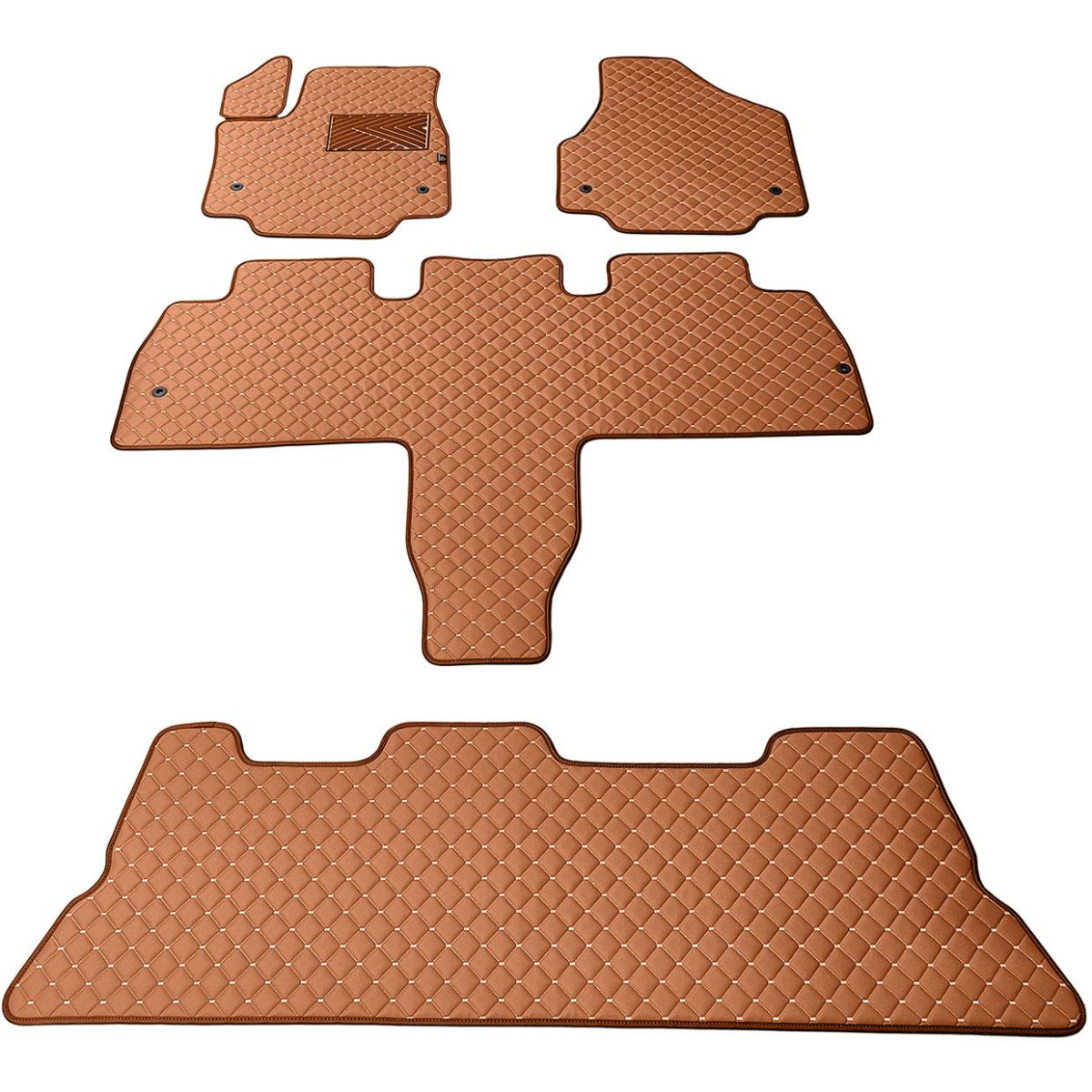 Ekonahast matid QuiltyMats CHRYSLER PACIFICA alates 2021a. (I, II ja III eilės, Hibridas) (Pruun / pruunid õmblused)