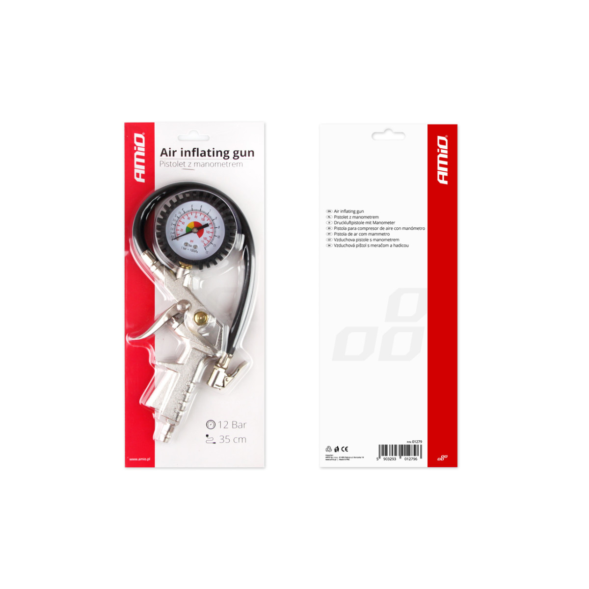Rehvipumpamispüstol manomeetriga 12 baari AMIO-01279