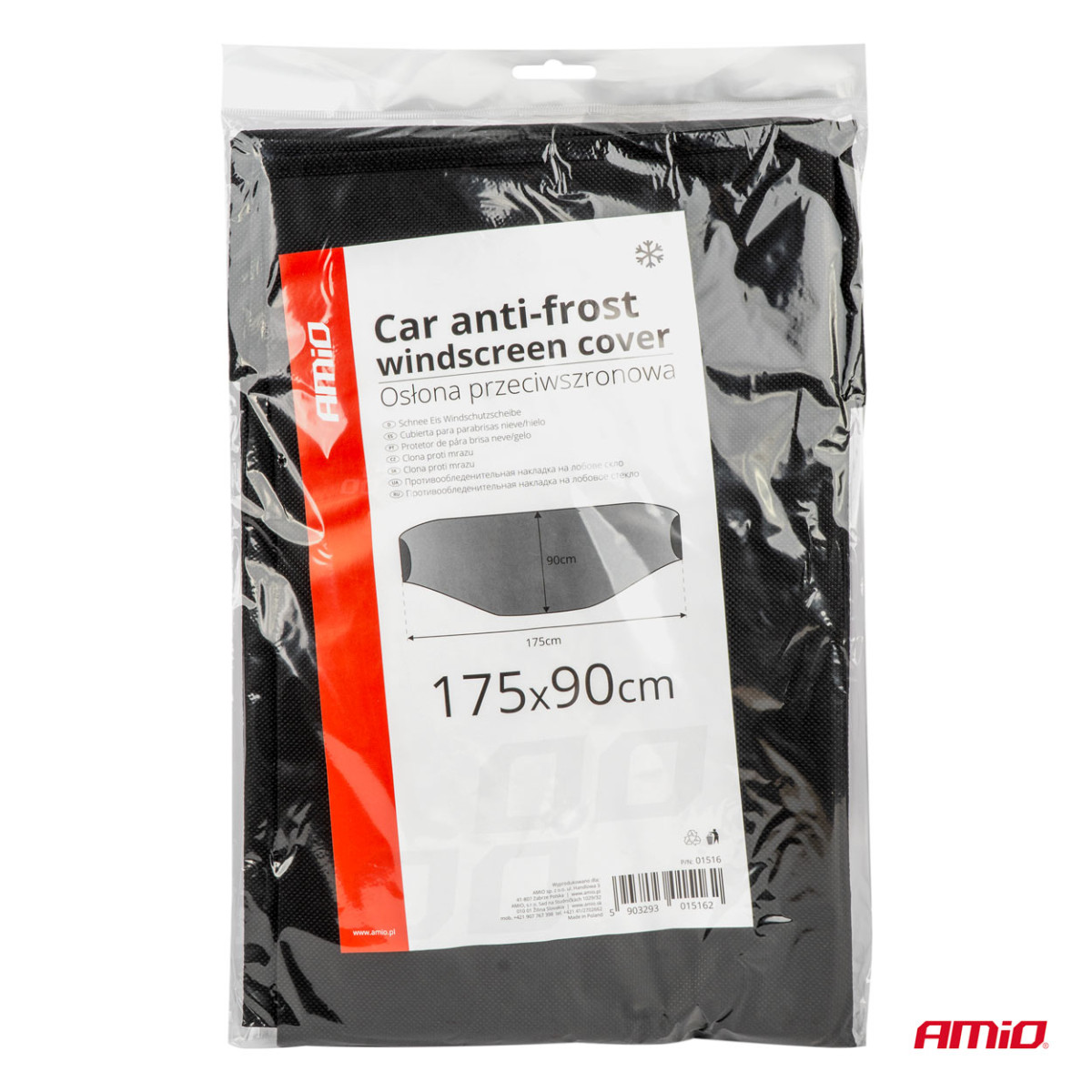 Suur tuuleklaas, mis kaitseb külma ja päikese eest 90x175 cm, must AMIO-01516