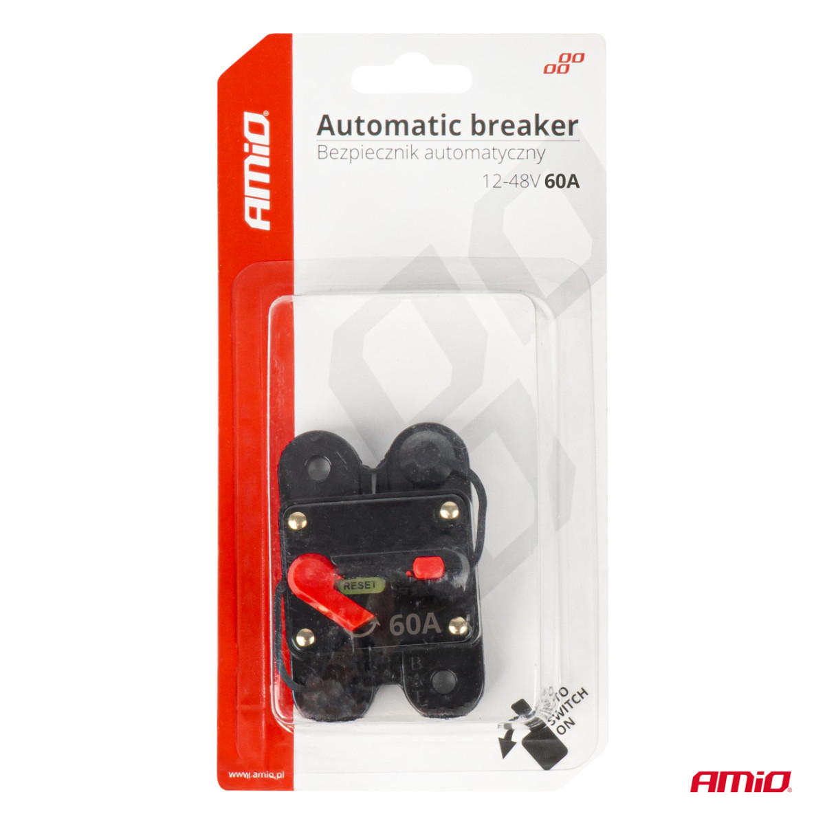 Automaatne autokaitse/kaitselüliti 12-48V 60A AMIO-03826