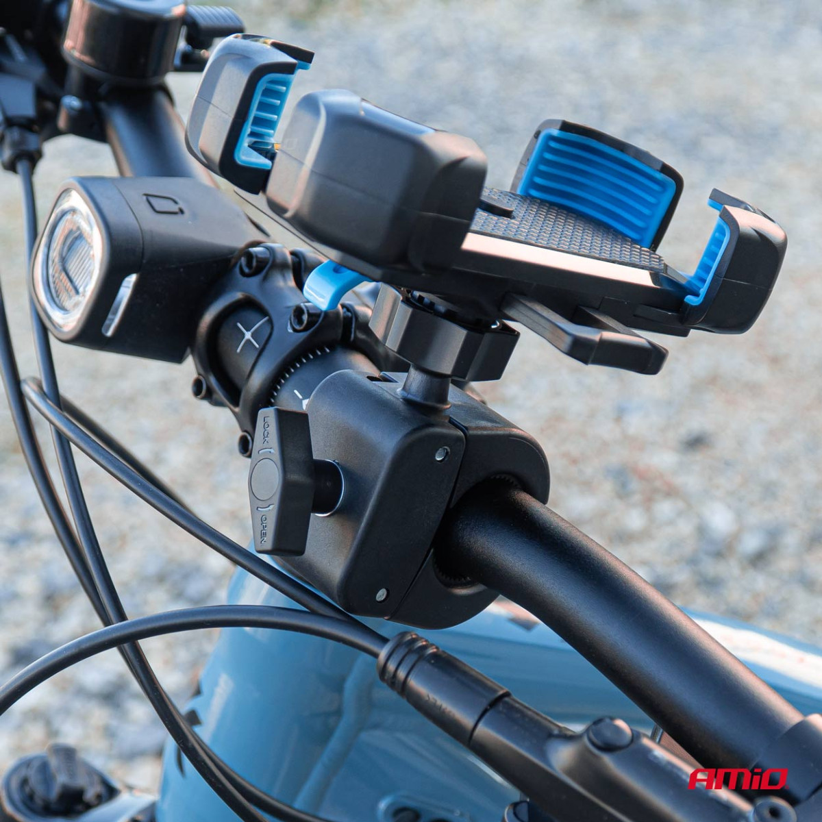 Telefonihoidik jalgrattale/mootorrattale/tõukerattale, 360° pöörlev AMIO-04146