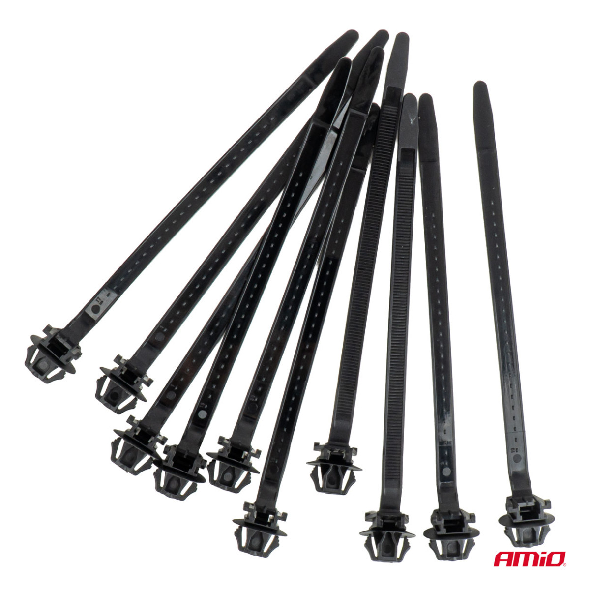 Mustade kaablivitsade komplekt, 10 tk, AMIO-05043
