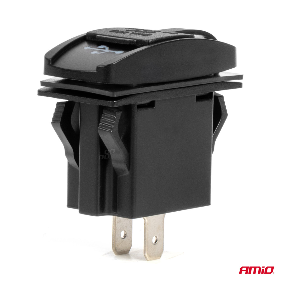 Veekindel telefonilaadija punase LED-valgustusega, 2xUSB 12/24V AMIO-04228