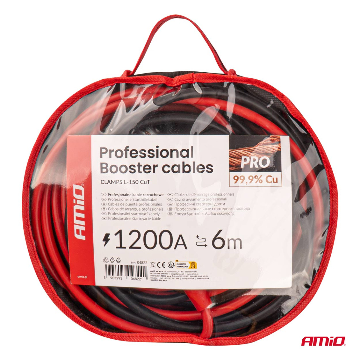 Käivituskaablid 1200A, 6 m, 99,9% vask, AMIO-04822