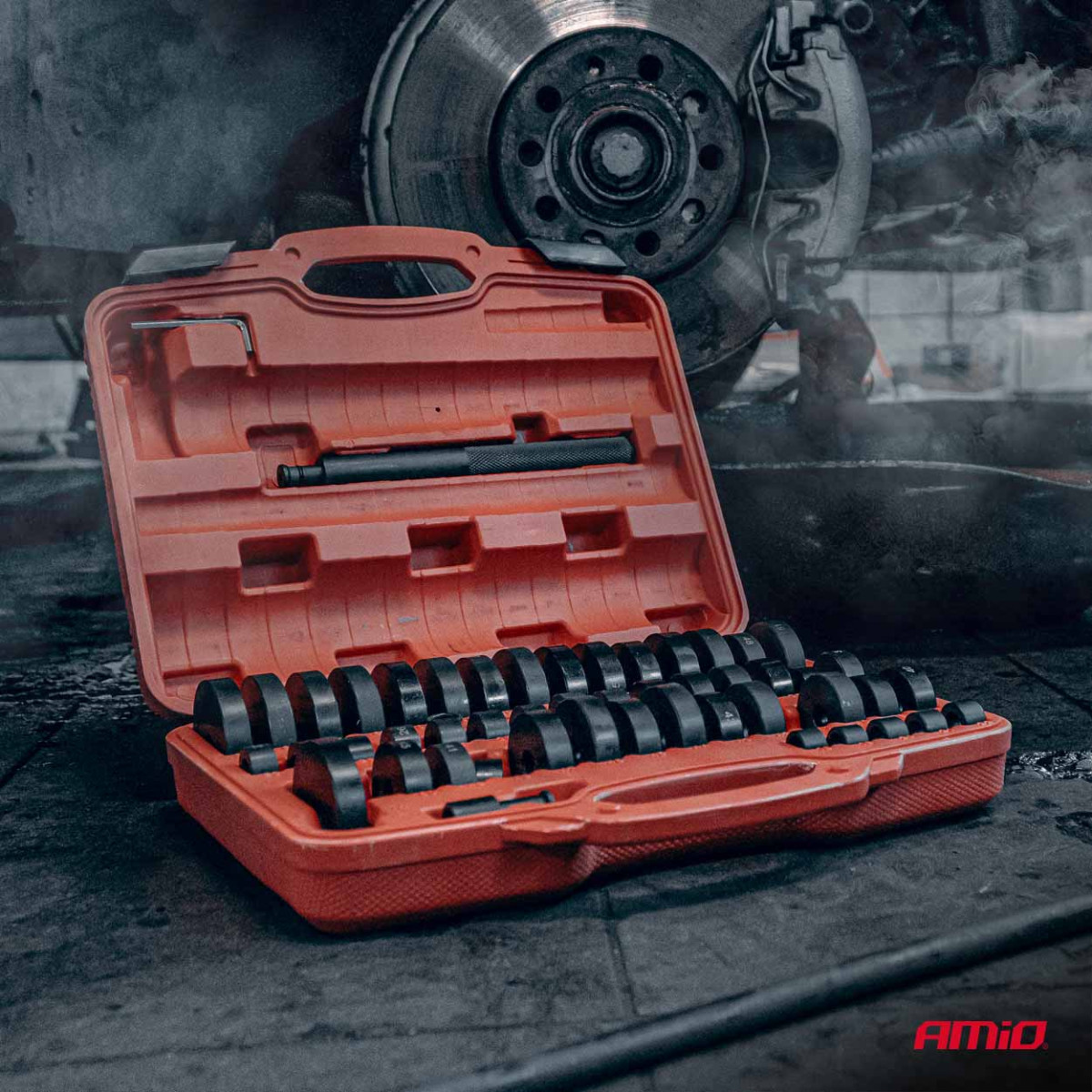 Pukside, laagrite ja tihendite paigaldus- ja eemaldustööriistade komplekt, 52 osa. AMIO-04771