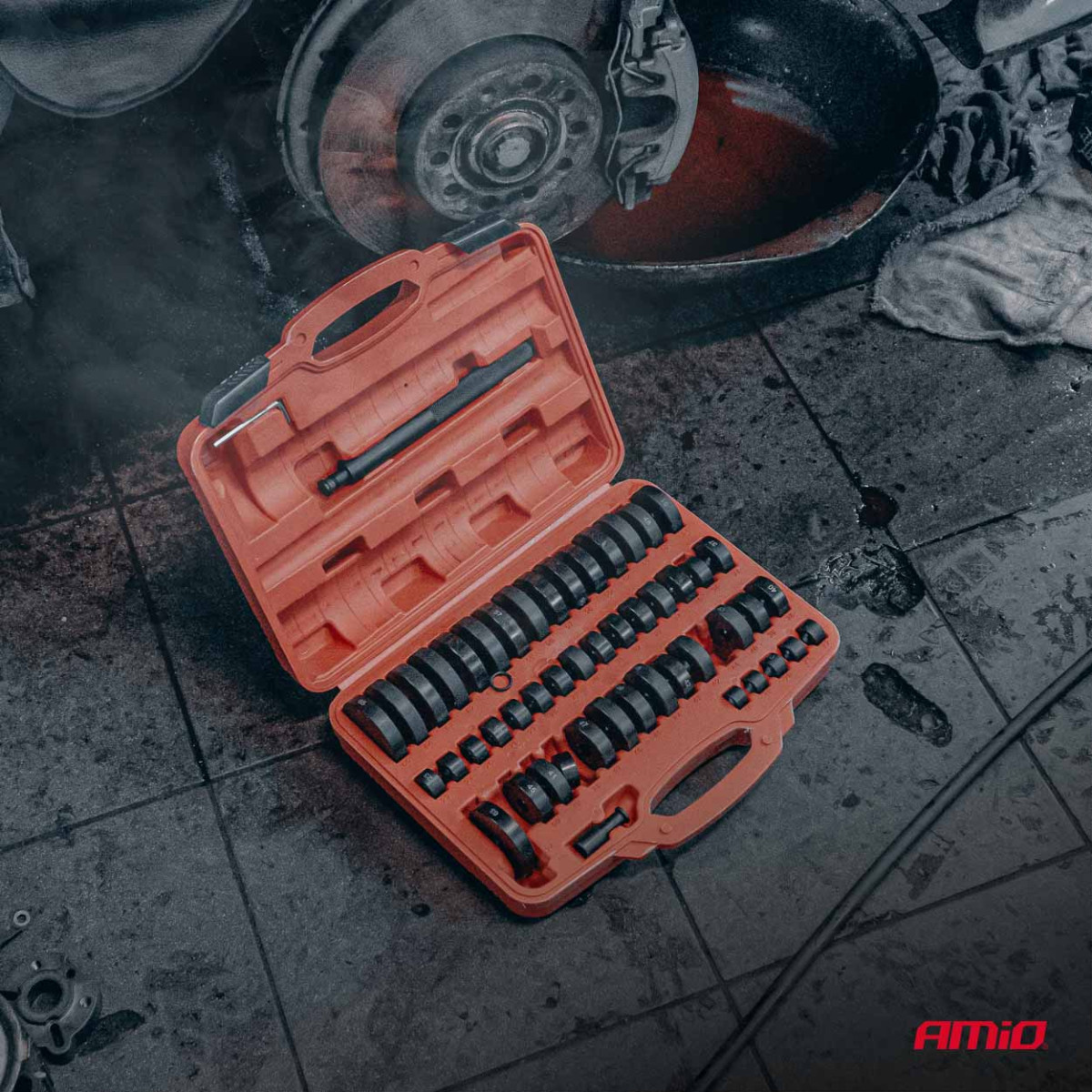 Pukside, laagrite ja tihendite paigaldus- ja eemaldustööriistade komplekt, 52 osa. AMIO-04771