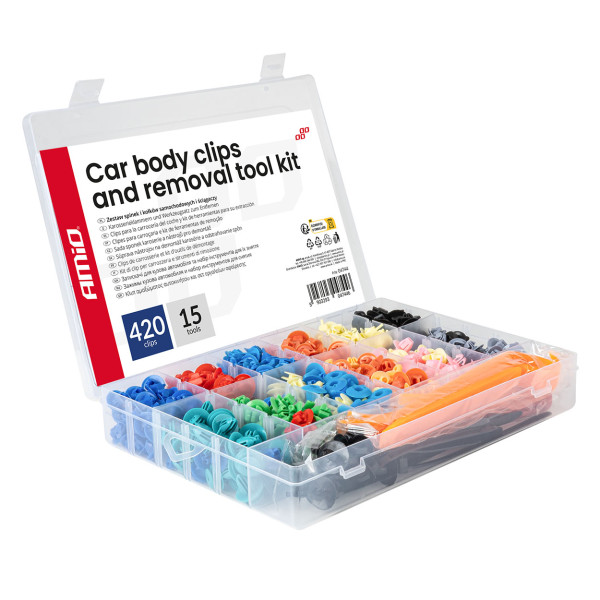 Autode kinnitustihvtide ja klambrite komplekt koos tõmmitsatega, 420+15 tk. AMIO-04744