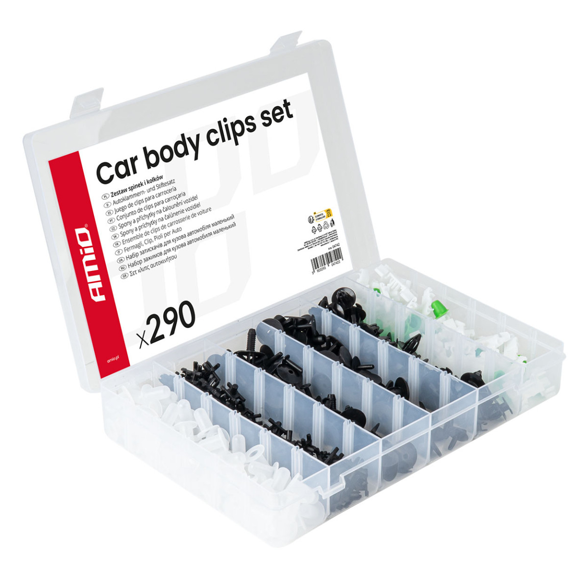 Autode kinnitustihvtide ja -klambrite komplekt, 290 tk. AMIO-04742