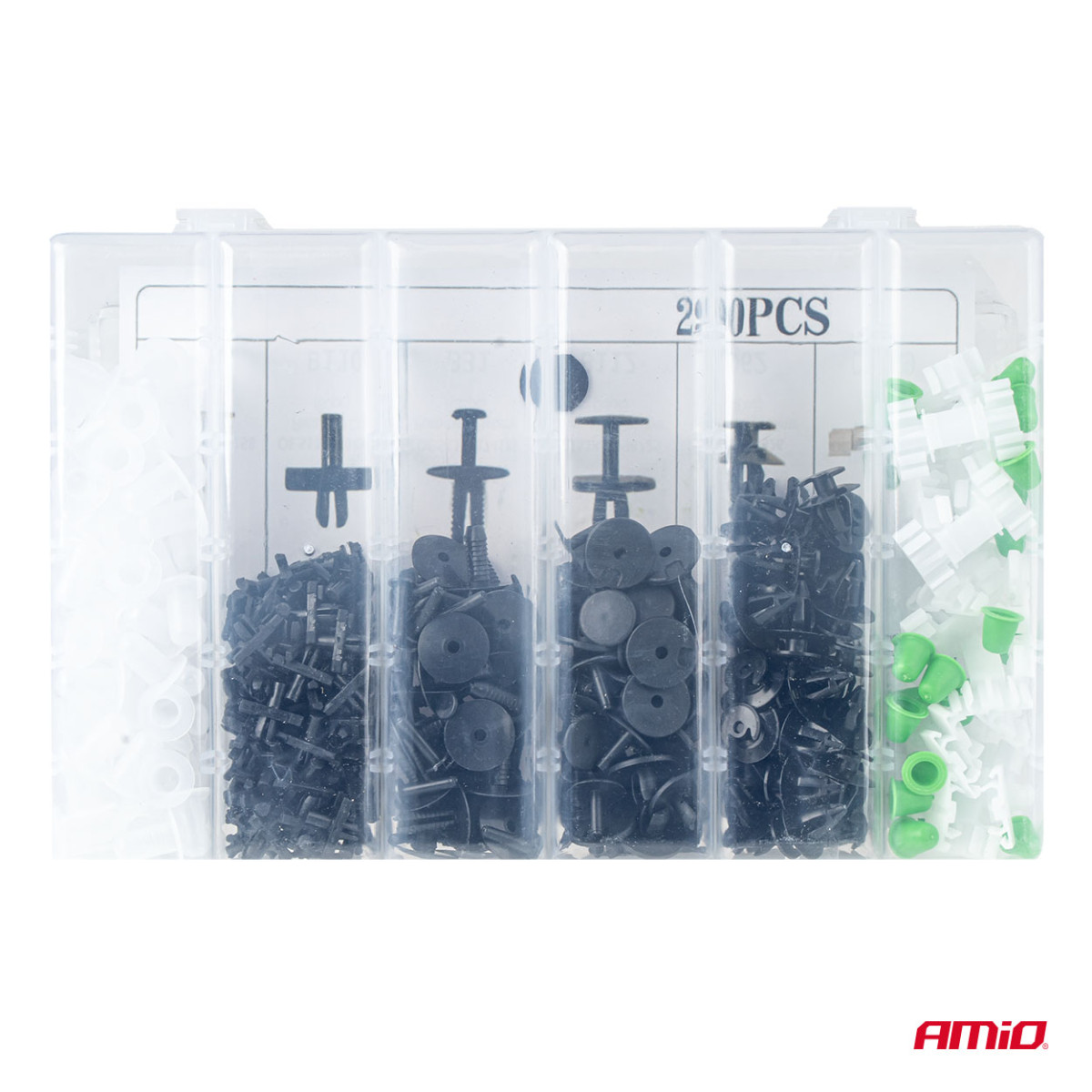 Autode kinnitustihvtide ja -klambrite komplekt, 290 tk. AMIO-04742