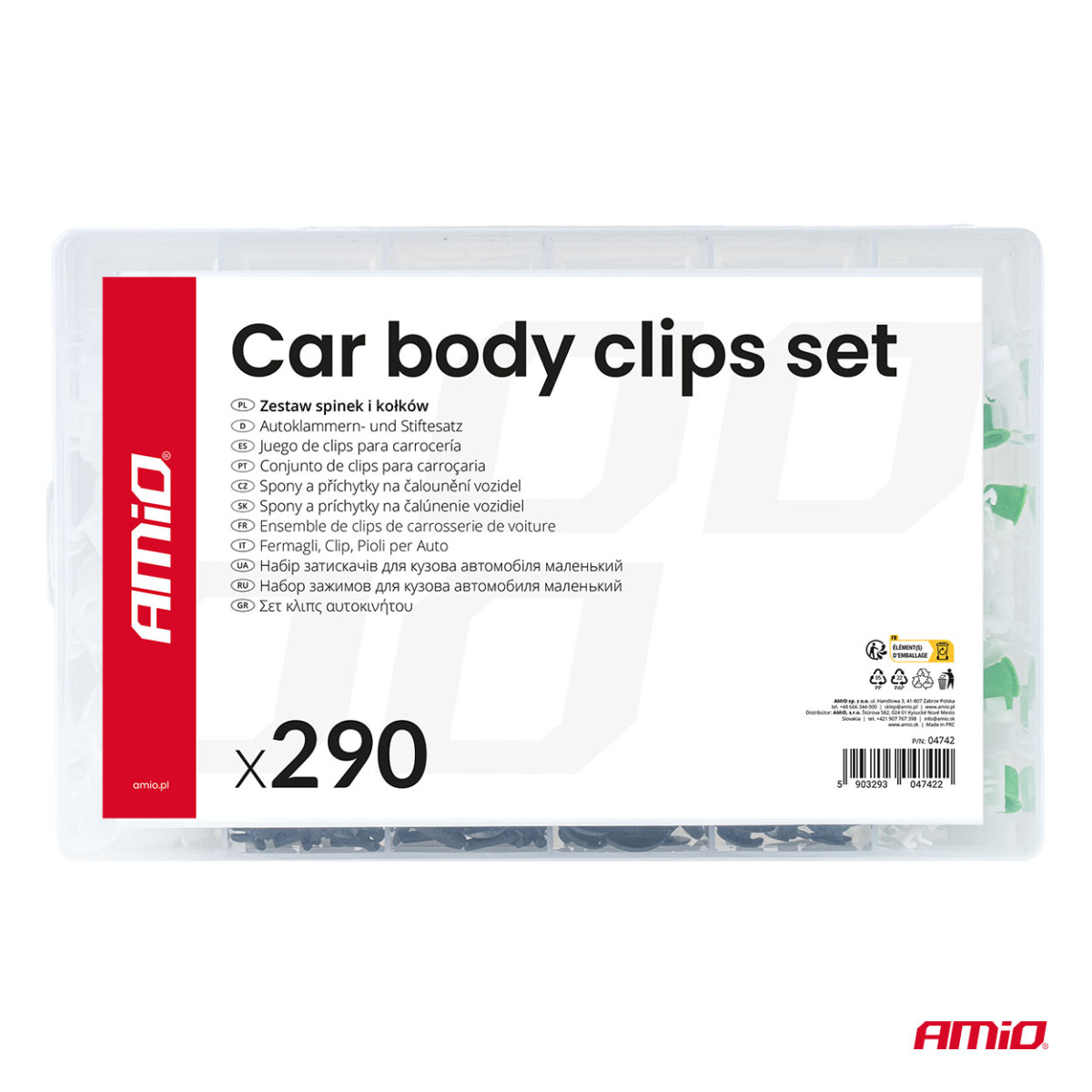 Autode kinnitustihvtide ja -klambrite komplekt, 290 tk. AMIO-04742