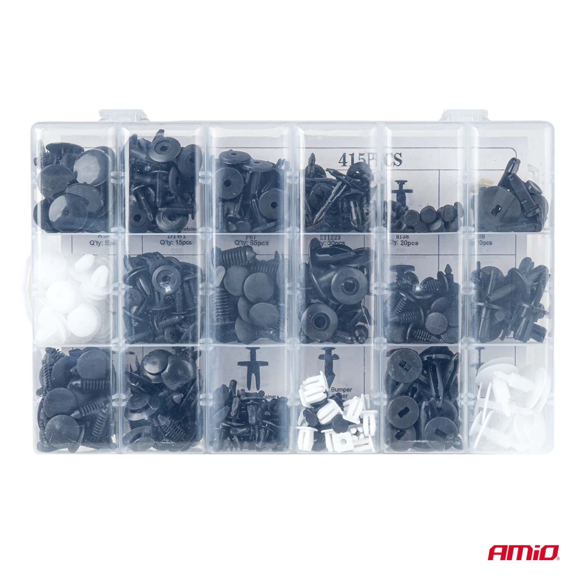 Autode kinnitustihvtide ja -klambrite komplekt, 415 tk. AMIO-04738