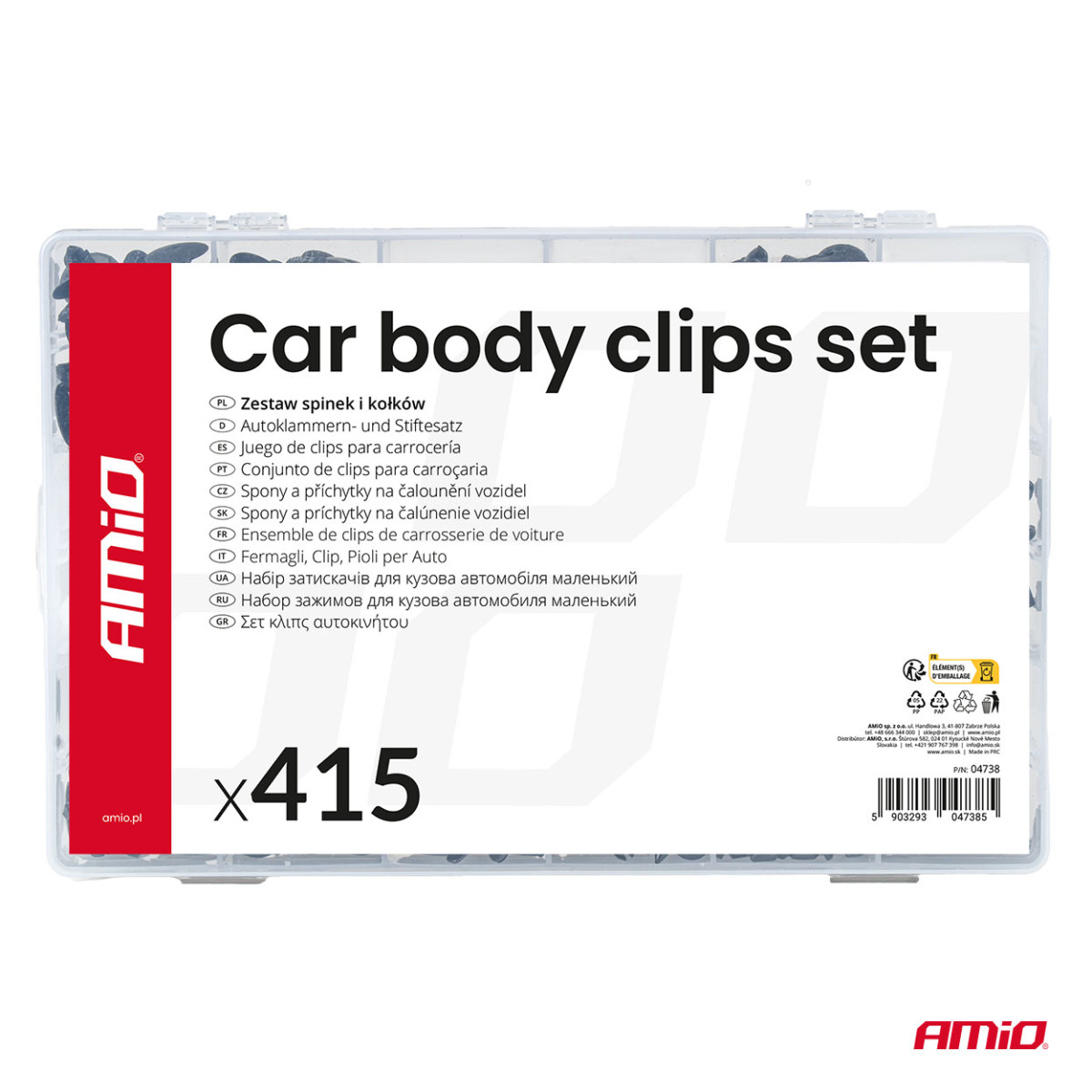 Autode kinnitustihvtide ja -klambrite komplekt, 415 tk. AMIO-04738