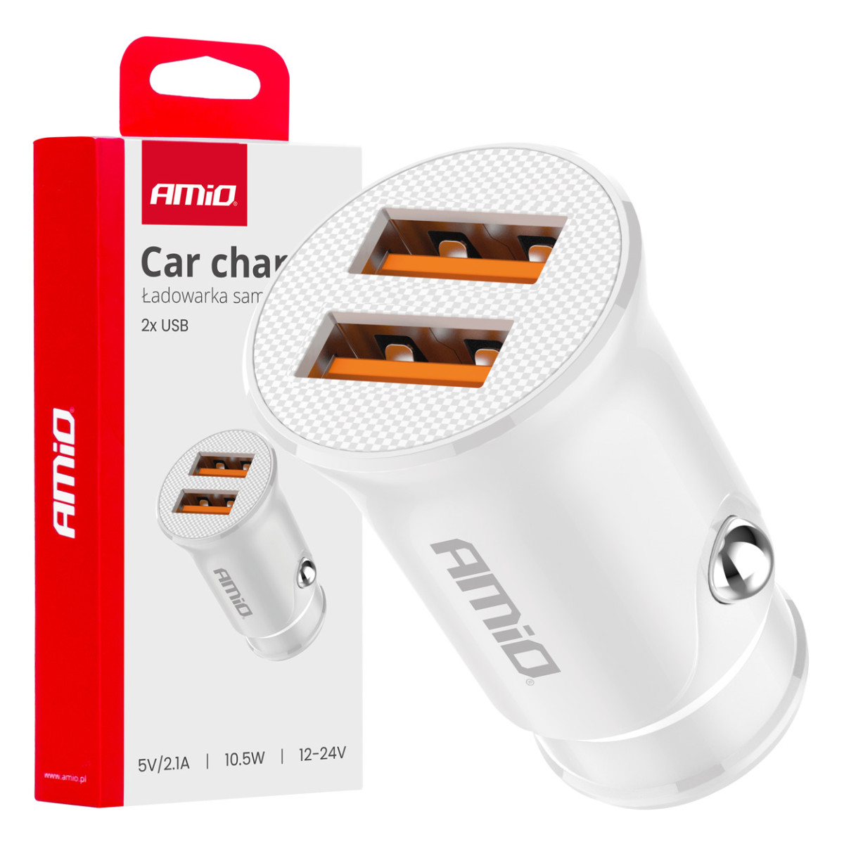 Autolaadija 2x USB-A 2.1A 12/24V AMiO-03872