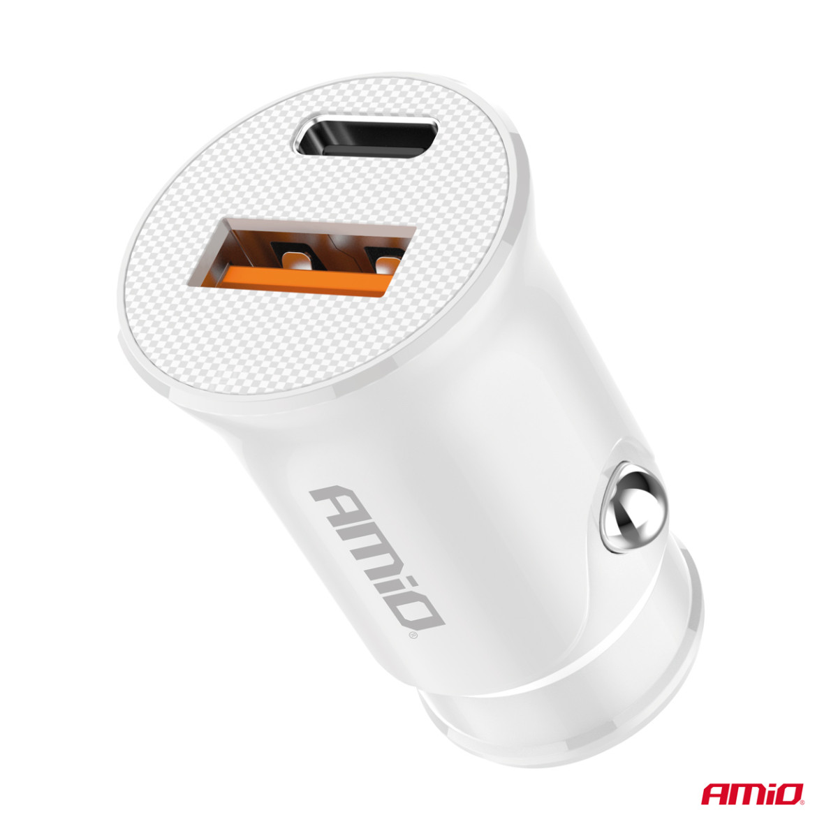 Autolaadija USB-A + USB-C 20W 12/24V AMiO-03877