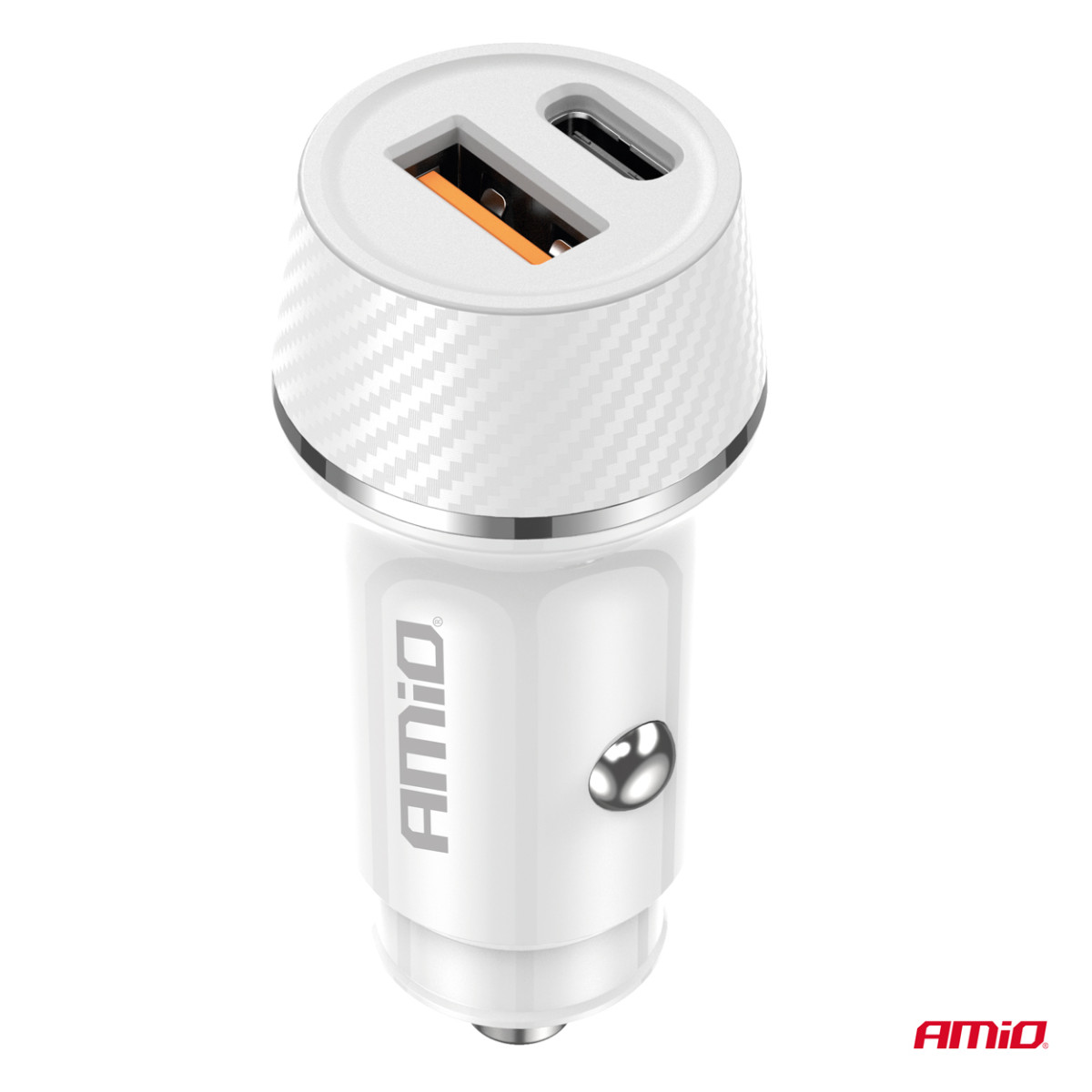 Autolaadija USB-A + USB-C 20W 12/24V AMiO-03878