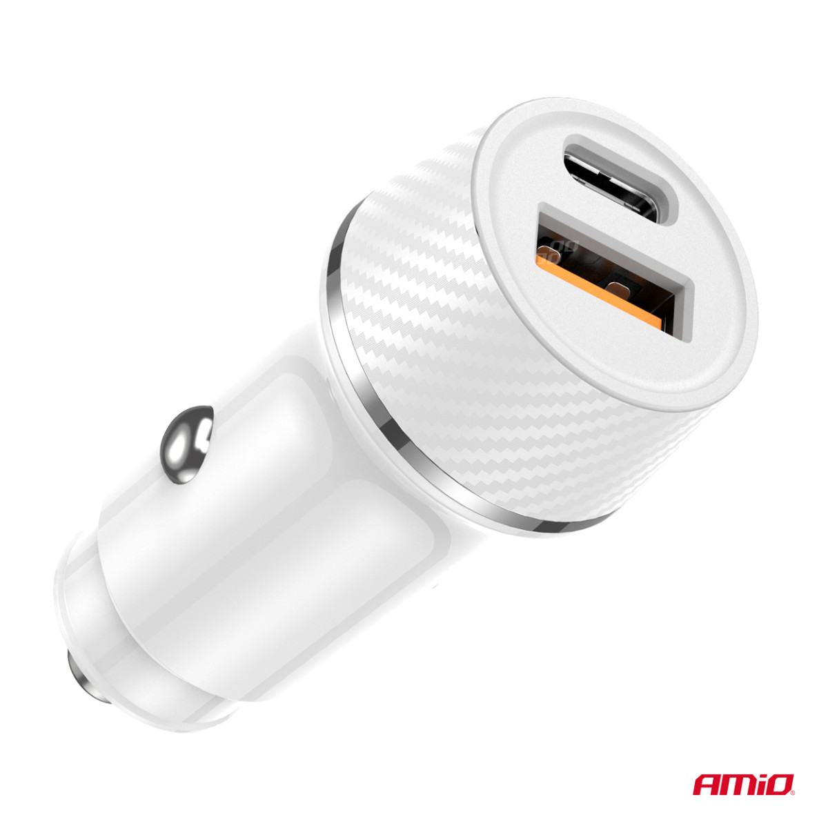 Autolaadija USB-A + USB-C 20W 12/24V AMiO-03878