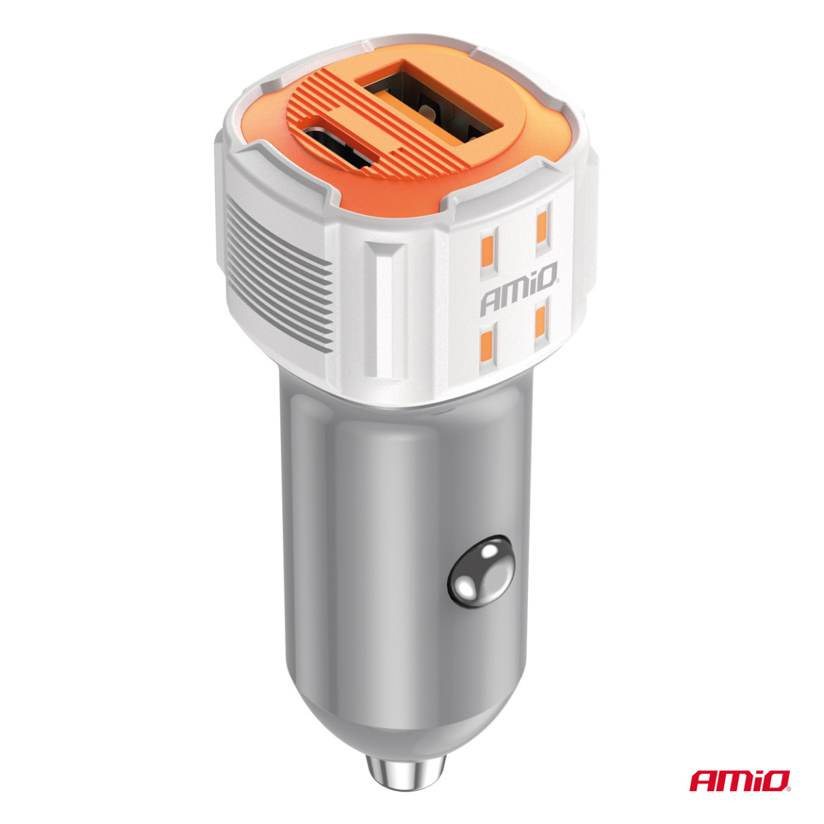 Autolaadija USB-A + USB-C 38W 12/24V AMiO-03883