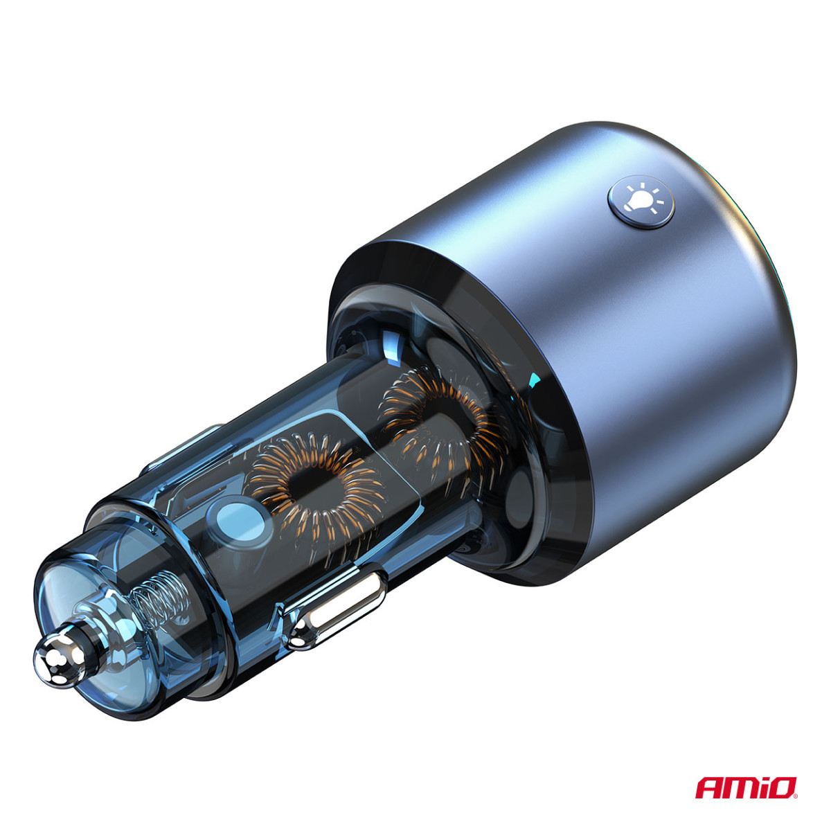 Auto FM-saatja, 1×USB-A 1×USB-C 12V 24V AMIO-04655