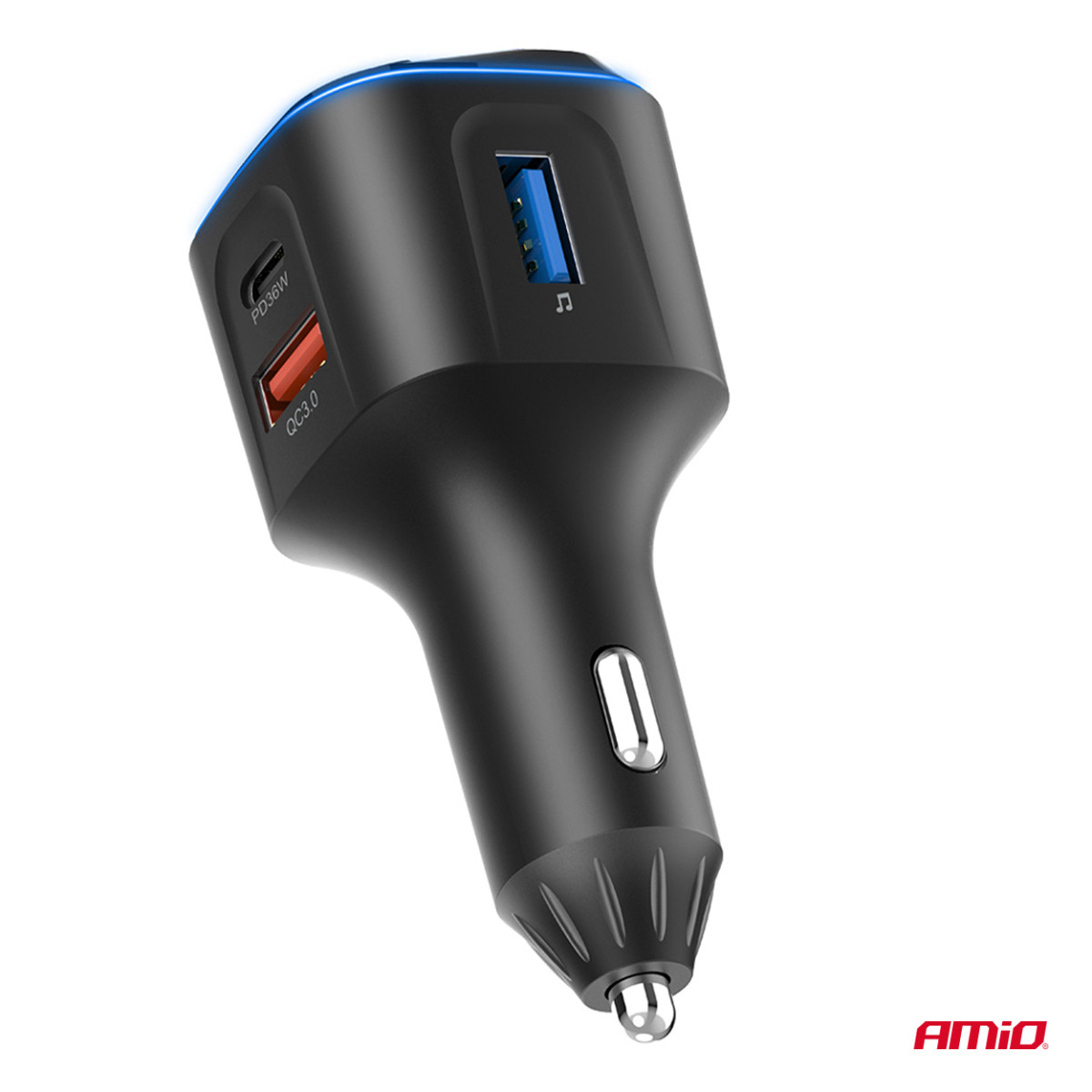 Auto FM-saatja, 1×USB-A 2×USB-C 12V 24V AMIO-04651