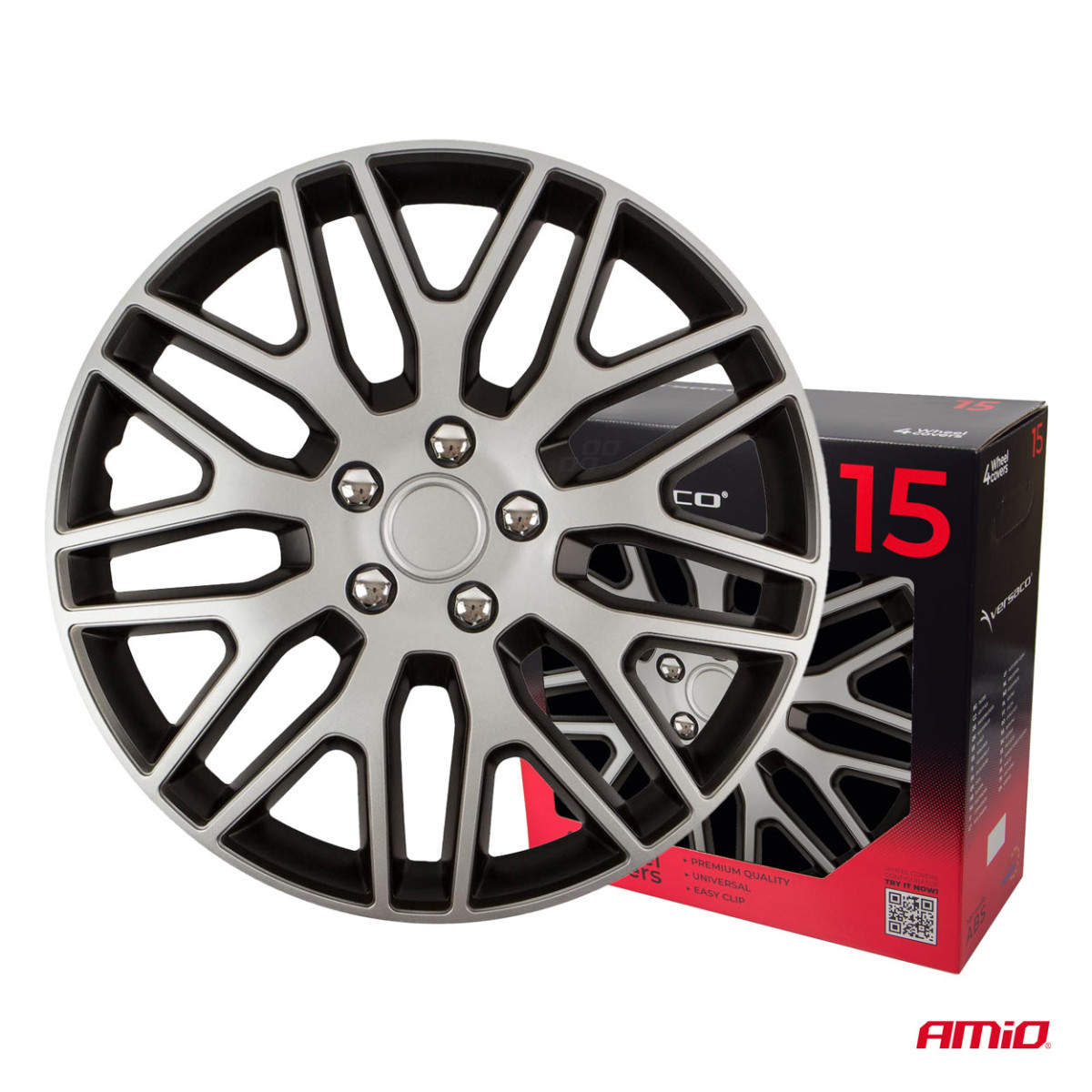 Rattakatted 4 tk. Dakar, mustad ja hõbedased 15"