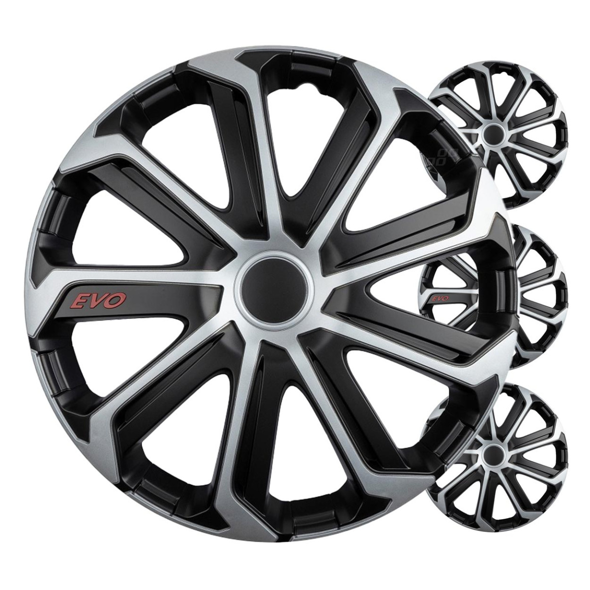 Rattakatted 4 tk. EVO, mustad ja hõbedased 14"