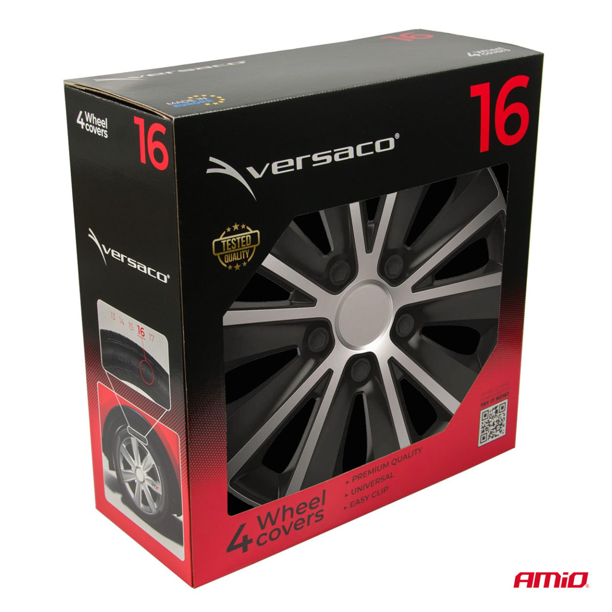 Rattakatted 4 tk. Rapide, mustad ja hõbedased 16"