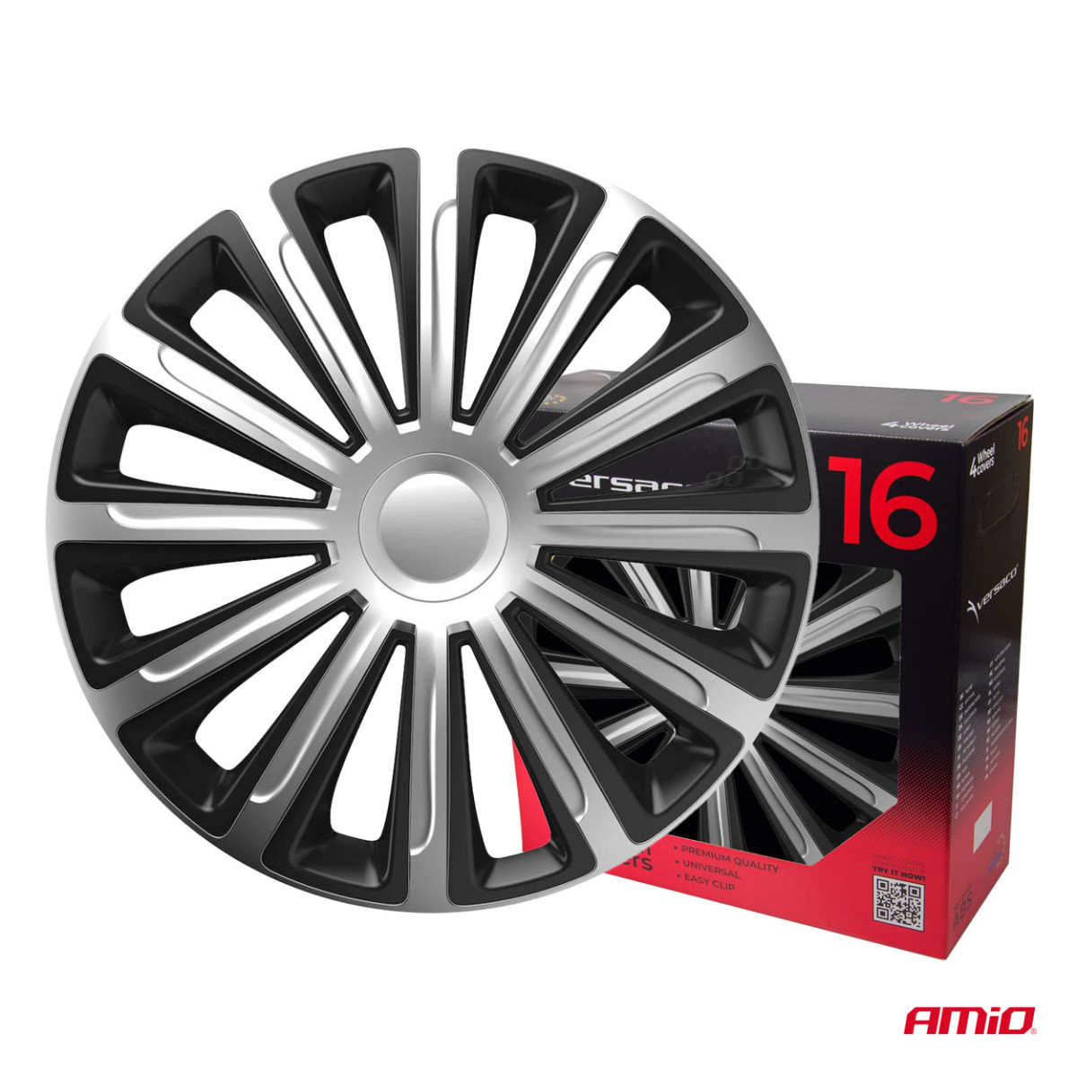 Rattakatted 4 tk. Trend, mustad ja hõbedased 16"