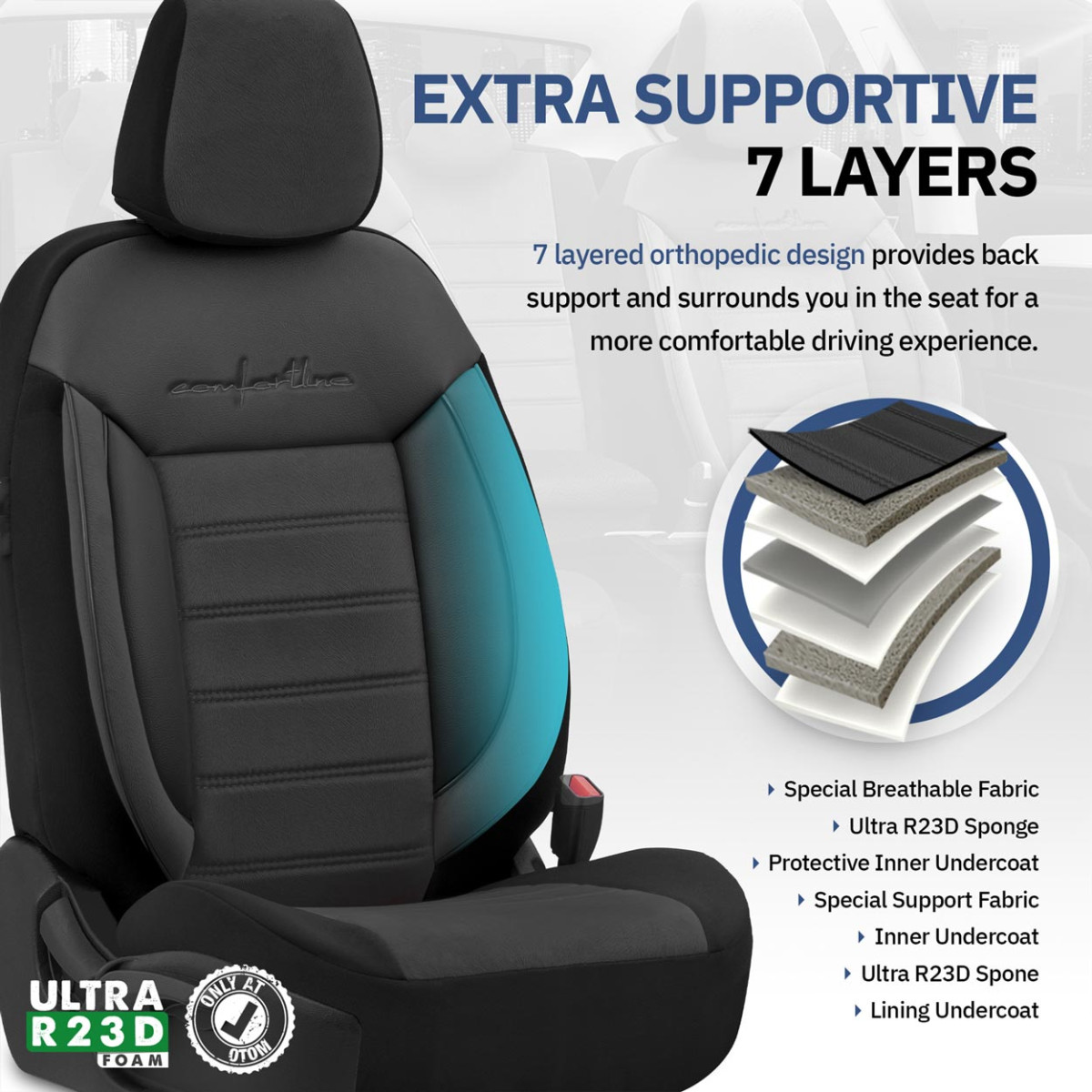 Universaalsed istmekatted OTOM, COMFORTLINE - mustad