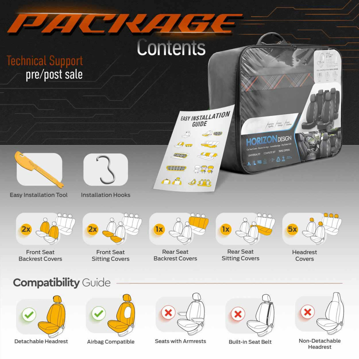 Universaalsed istmekatted OTOM, HORIZON - must / oranž