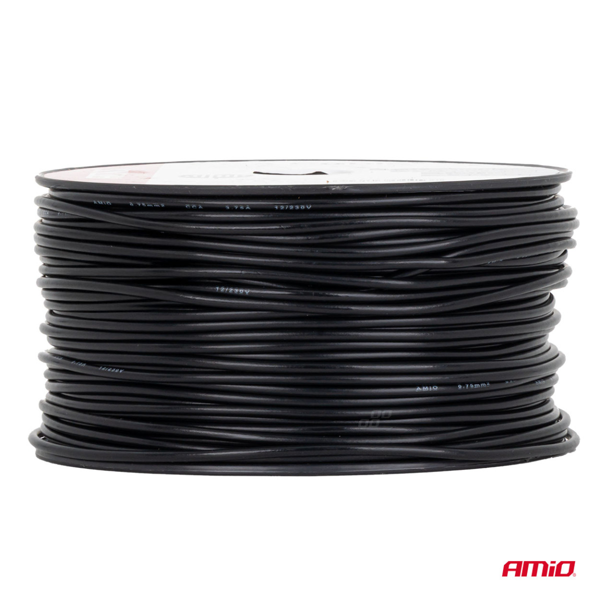 Ühesooneline CCA-kaabel, must, 1x0,75 mm² 100 m 12/230V AMIO-04453