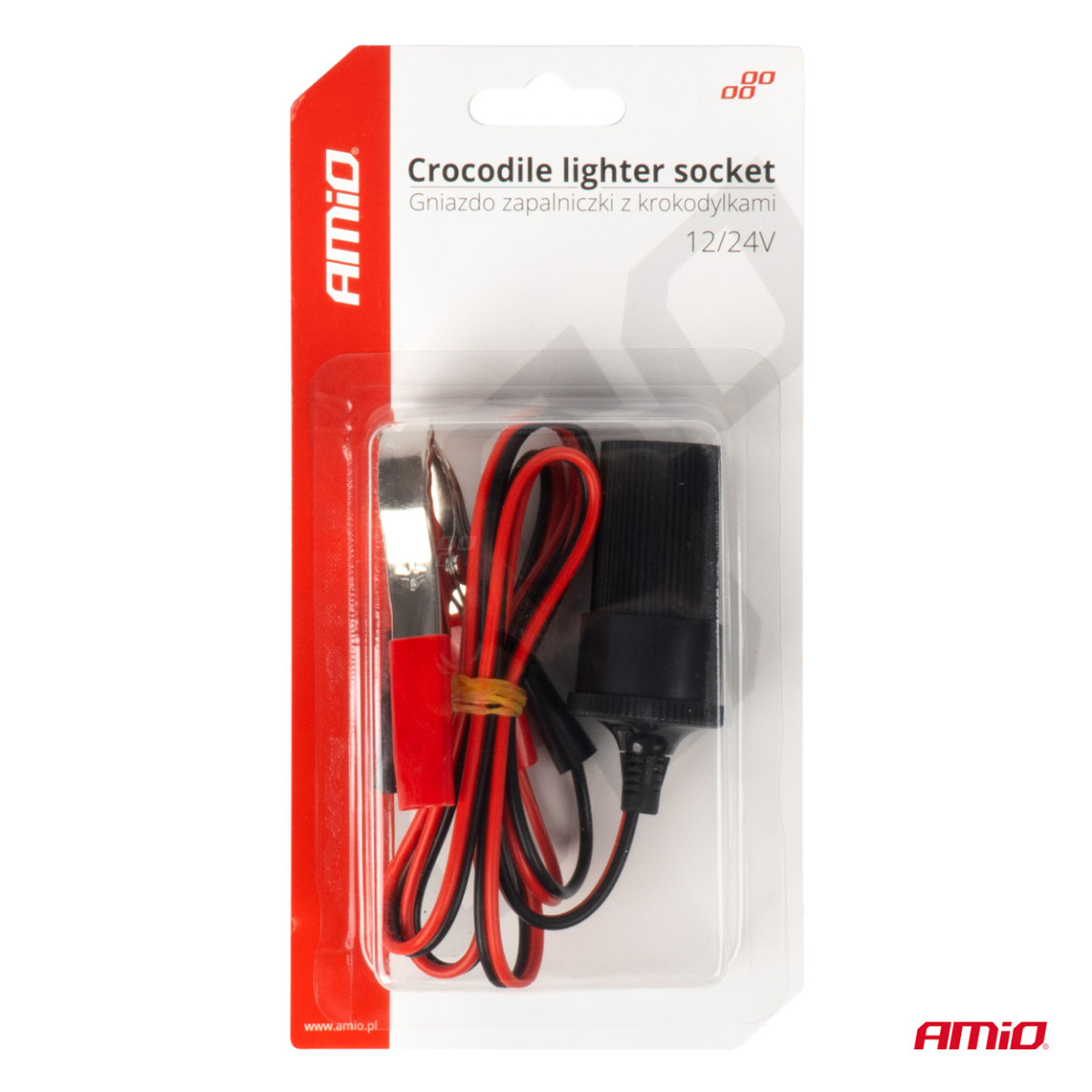 Autopistikupesa adapter krokodillklambritega 12/24V 100 cm, AMIO-03804