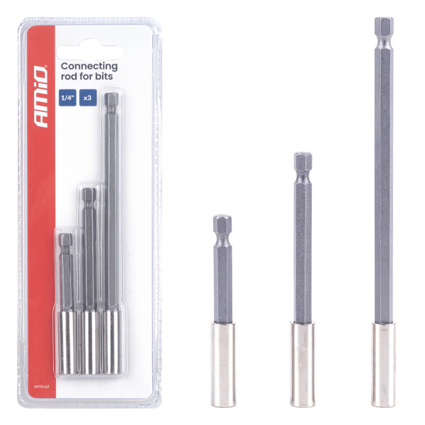 Kruvikeeraja otsakuhoidikute komplekt, 1/4", 3 tk, AMIO-04934 Kruvikeeraja otsakuhoidikute komplekt, 1/4", 3 tk, AMIO-04934