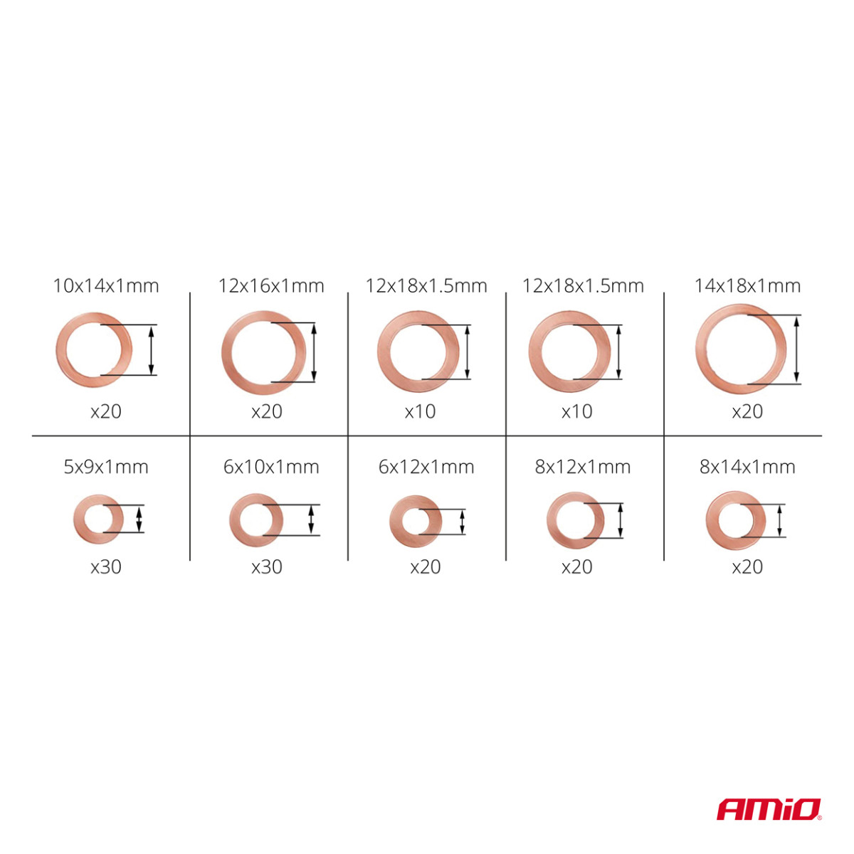 Vasktihendite komplekt, 200 tk. AMIO-03108